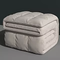 Soft Beige Square Ottoman With Folded Padded Design For Home Decor 3d model