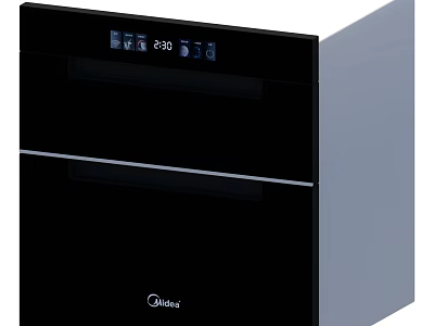 Midea Black Kitchen Appliance With Double Drawer And Digital 3d model