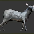 Gray Fantasy Creature With Blue Stripes Open Mouth And Red Tongue