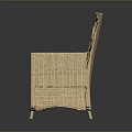Rattan Armchair With Navy Blue Cushion Simple Woven Design For Indoor Use