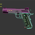 Modern Tactical Pistol With Metallic Silver Body Black Grip And Tactical Rail Design