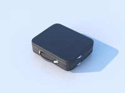 Sleek Black Leather Briefcase With Handle On Light Background Design 3d model