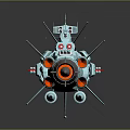 Futuristic Cyan Spaceship 3D Model With Detailed Structure Red Accents And Reflective Surface
