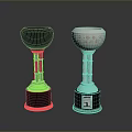 Black And Silver Decorative Trophies With Stylish Bases And Ornate Details