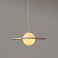Modern Pendant Light With Spherical Glowing Shade And Metal Ring Design 3d model