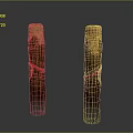 Wooden And Stone Decorative Pillars With Natural Wood Grain And Red Ropes Design