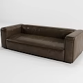Brown Leather Large Sectional Sofa In Modern White Minimalist Setting 3d model