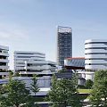 Integrated Modern Urban Development With Lakeside Green Spaces Buildings And Road Network