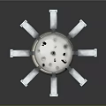 Industrial Equipment Featuring Circular Top Multiple Holes And Elongated Arms On White Base