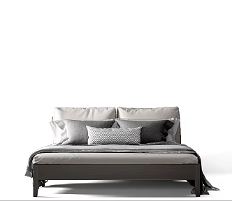 Modern double bed bedding 3d model