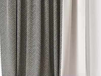 Elegant Curtains With Geometric Pattern And Dual Tone Design For Modern Home Decor 3d model