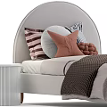Modern Single Bed With Arched Headboard Soft Decorative Pillows And Knitted Blanket