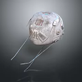 Silver Futuristic Helmet With Metallic Surface Mechanical Components And Cables