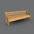 Natural Wooden Leisure Bench With Backrest Armrest And Simple Design Structure