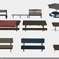 Outdoor Garden Furniture Collection Featuring Wooden Benches Picnic Tables And Umbrella Seating