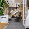 Bridal Shop Interior With Greenery Wall Marble Counter And Lighted Vanity Mirrors