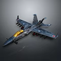 Detailed Dark Gray Fighter Jet Model With Golden Canopy And Japanese Flag Markings