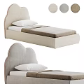 Soft Fabric Upholstered Kids Bed With Curved Headboard And Multiple Colors