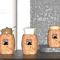 Designer Kitchen Cooking Pots With Cork Texture Lids And Decorative Openings