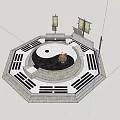 Octagonal Stone Platform With Central Yin Yang Symbol And Surrounding Stone Tablets 3d model