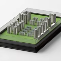Architectural Model of Urban Area Featuring High Rise Buildings Green Grass and Glass Cover