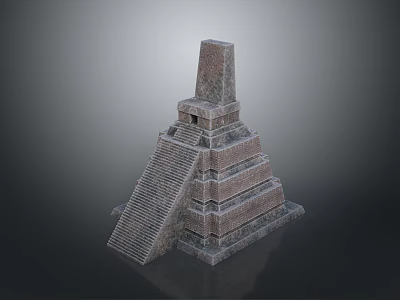 Ancient Style Stone Stepped Tower With Multi Layered Structure And Top Platform 3d model