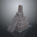 Ancient Style Stone Stepped Tower With Multi Layered Structure And Top Platform 3d model