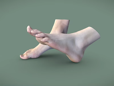 Man's Relaxed Bare Feet Anatomical Structure On Smooth Green Background 3d model