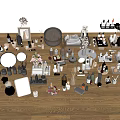Various Dishwashing Daily Use Products With Cleaning Tools On Wooden Floor