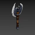 Double Bladed Axe Weapon With Medieval Wooden Handle And Metal Decorative Blades