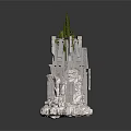 3D Fantasy Tower Model With White Structure Green Spire And Detailed Base