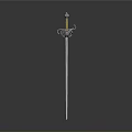 Decorative Metal Sword With Ornate Hilt And Blue Top Ornament Slender Blade For Display Purposes