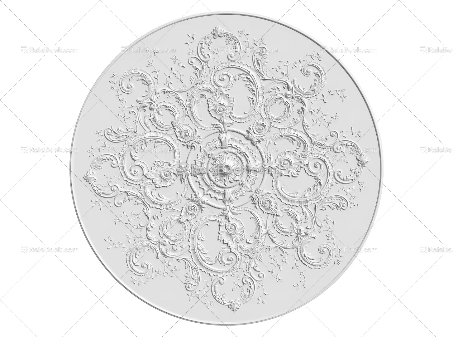 European-style lamp panel gypsum component carved 3d model