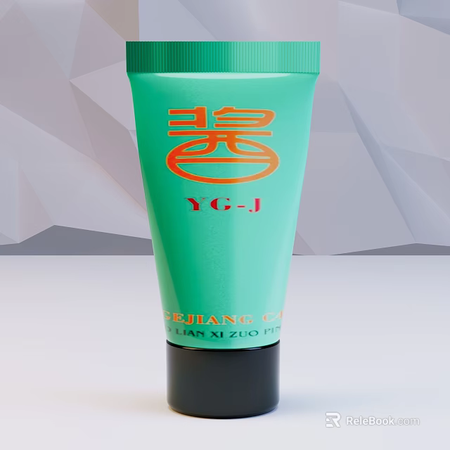 Green Cosmetic Tube With Orange YG-J Logo And Brand Design For Beauty Products 3d model 