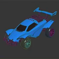 Blue Electric Toy Car With Racing Style Rear Wing And Sleek Black Wheels