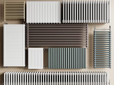 Various Modern Radiators With Different Colors And Designs For Home Heating 3d model