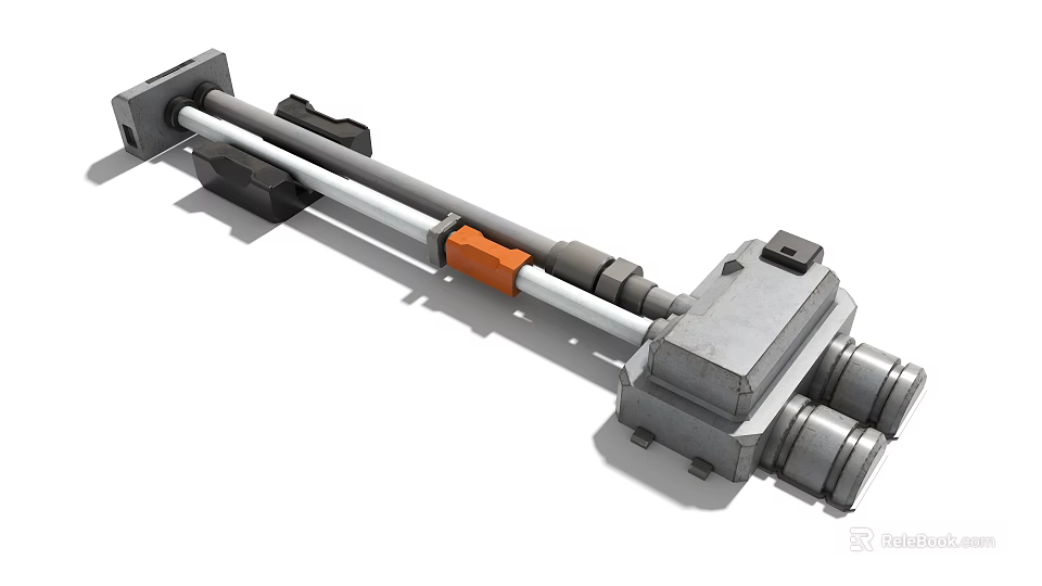 Industrial Equipment Metal Structure With Connecting Components And Orange Mechanical Parts 3d model 