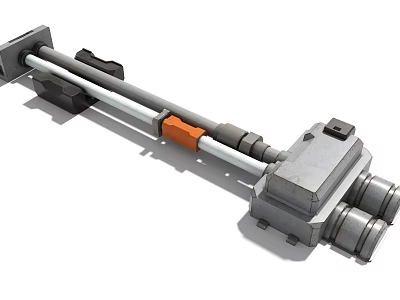 Industrial Equipment Metal Structure With Connecting Components And Orange Mechanical Parts 3d model
