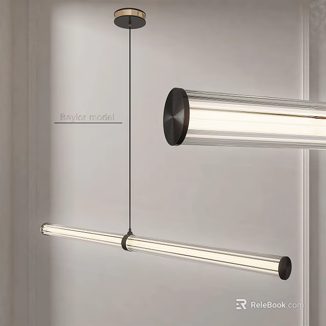 Modern Cylindrical Pendant Lights With Metal Finish And Black Details Hanging In Minimalist Interior 3d model 