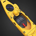 Yellow Single Person Kayak With Paddle And Helmet For Water Activities