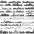 Artistic Black and White City Skyline Silhouette Wall Decor Patterns 3d model