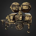 Military Style Camouflage Painted Industrial Equipment With Dual Circular Radar Antennas On Trailer Mounted Frame