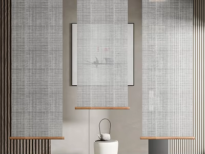Modern Home Interior Design With Stylish Roller Blinds And Window Decor Elements 3d model