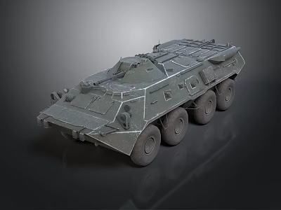 Armored Military Vehicle Featuring Six Wheel Drive Gray Armored Structure And Roof Mounted Equipment 3d model
