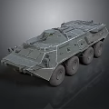Armored Military Vehicle Featuring Six Wheel Drive Gray Armored Structure And Roof Mounted Equipment