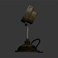 Vintage Brass Equipment With Round Speaker And Metal Base Stand Design
