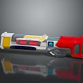Futuristic Sci Fi Weapon With White Yellow Red Blue Components And Grip Design