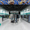 Modern Clothing Store Interior With Various Clothing Displays And Racks