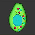 Cartoon Scene With Green Avocado Shaped Container Colorful Lollipop Structures And Small Blue Figure