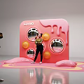 LIANG Pink Art Installation With Dripping Effect Mirrors And People Posing